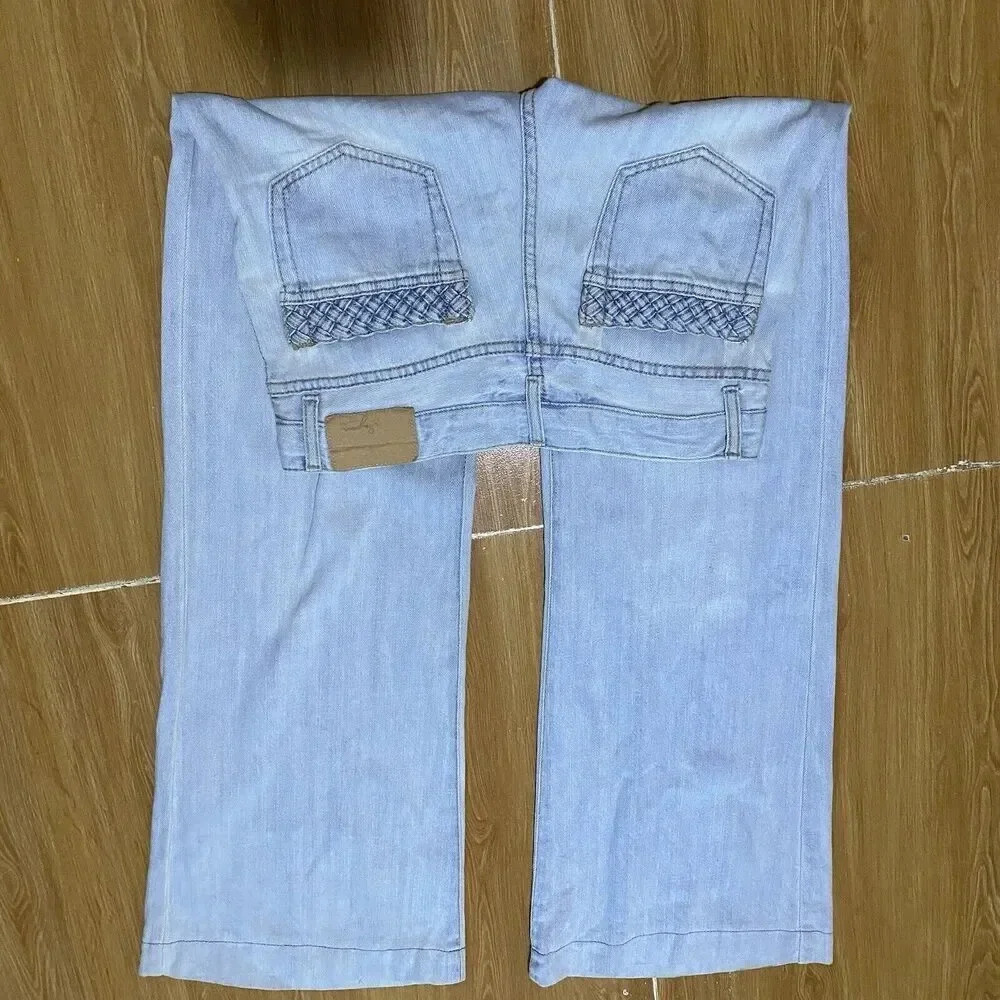 VTG Y2K Ingni Jeans Light Wash Blue Wide Leg Women’s Size M Pocket - Picture 11 of 11